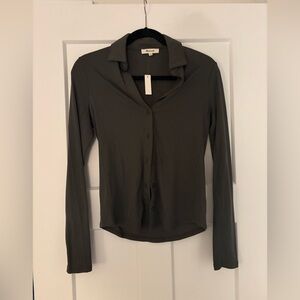 Madewell Camp Dark Olive Long Sleeve Top NWT